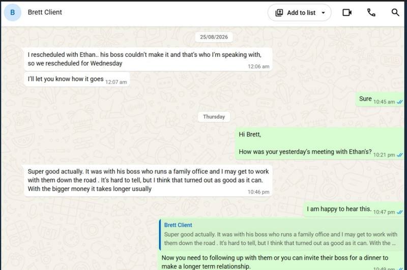 LinkedIn investor conversation proof — Brett 2