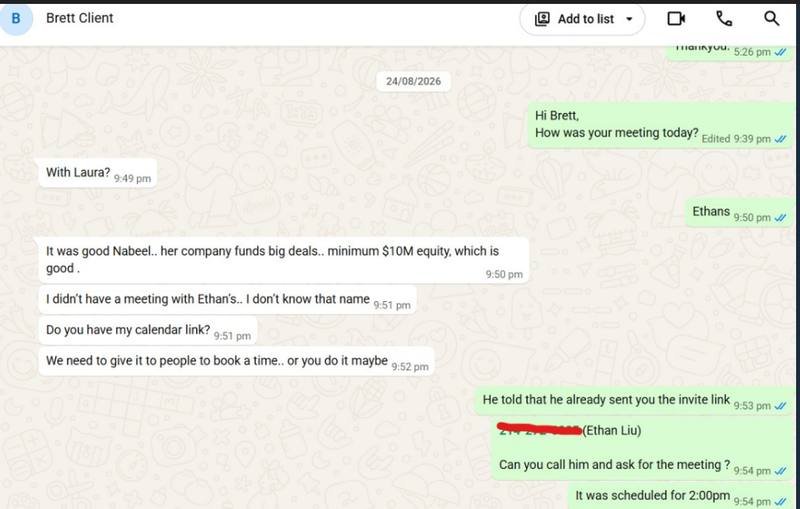 LinkedIn investor conversation proof — Brett 1